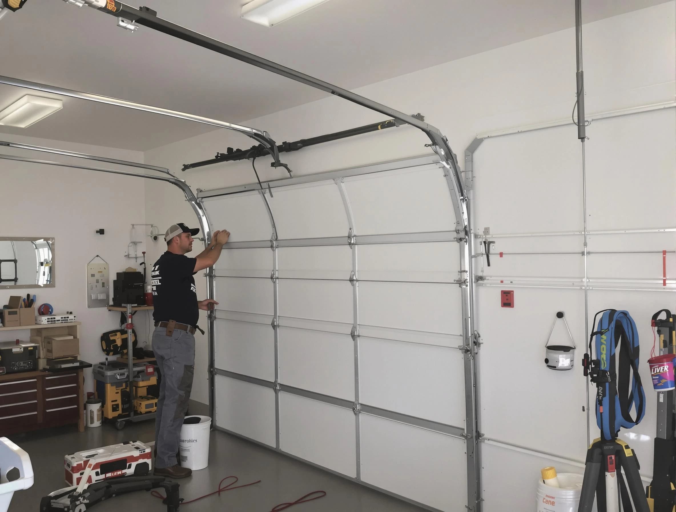 New Haven Garage Door Pros team installing new garage door in New Haven